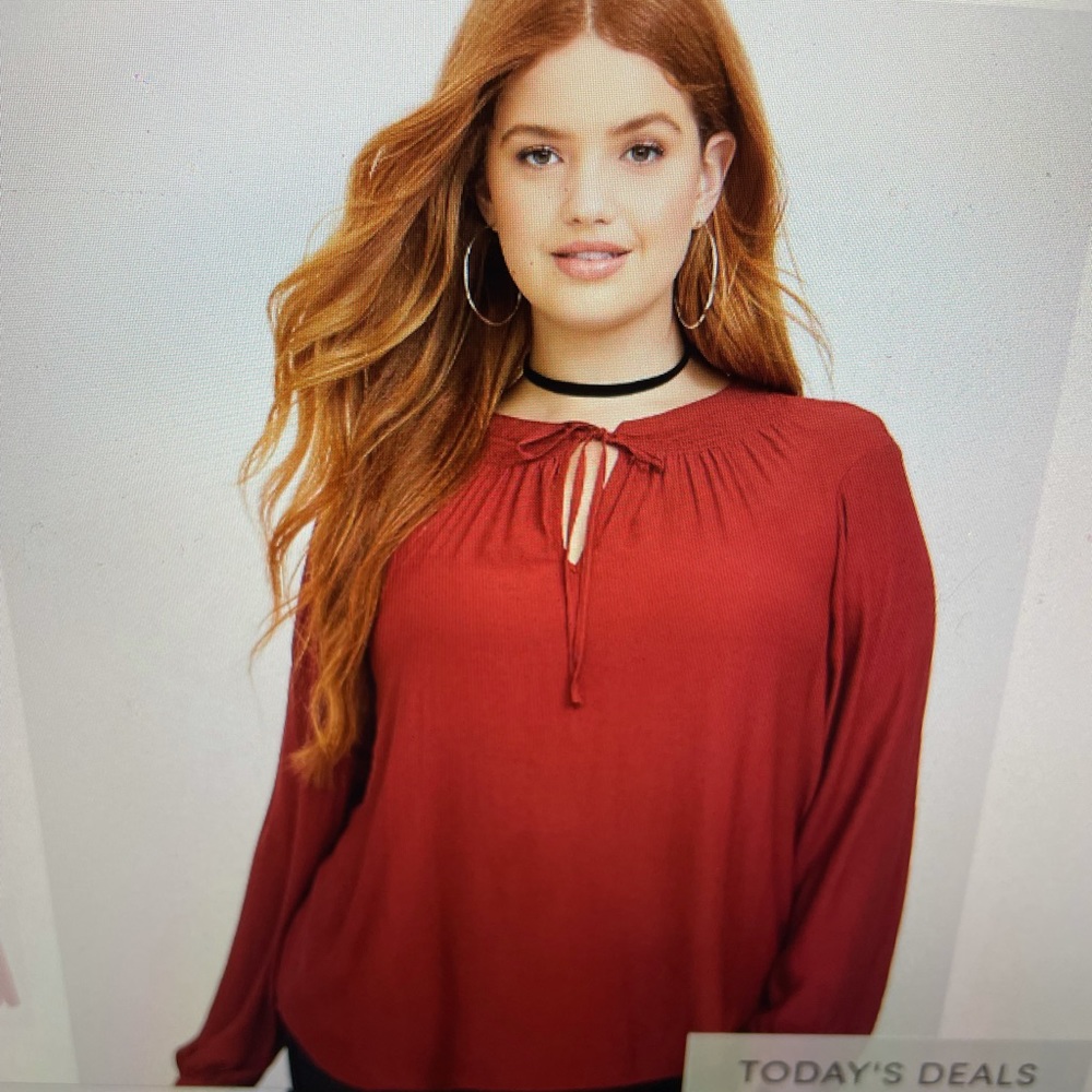 NWT Torrid Red Gauze Tie Front Peasant Long Sleeve Top